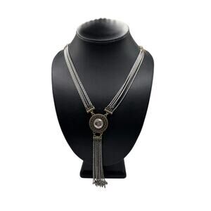 Lucky Brand Vintage Style Multi-Strand Tassel Necklace – Antiqued Silver, Bronze